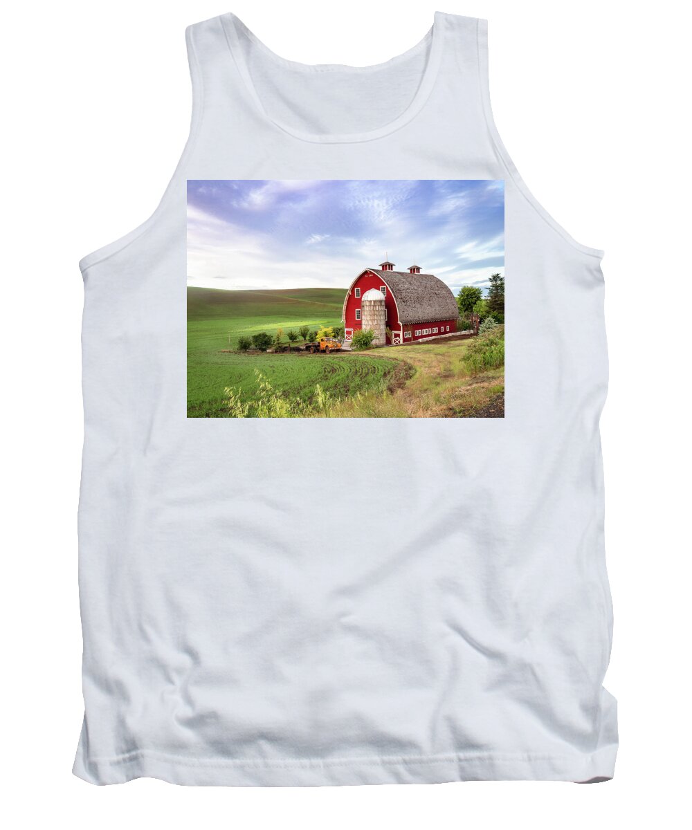 American Tuscany Tank Top featuring the photograph Iconic Red Barn of the Palouse by David Choate