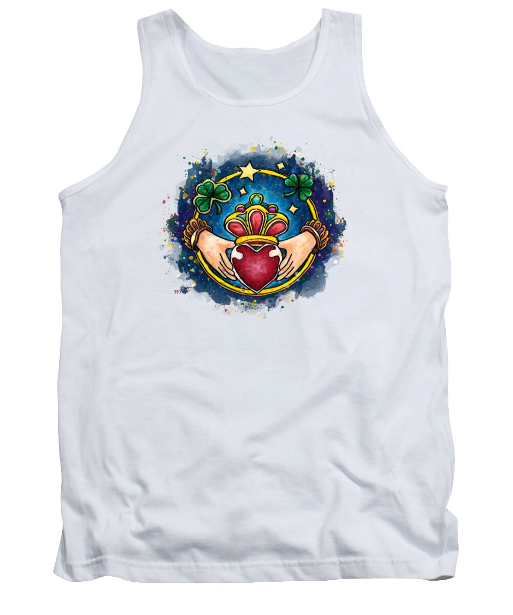 Claddagh Tank Top featuring the painting Ireland engagement ring, Claddagh by Nadia CHEVREL