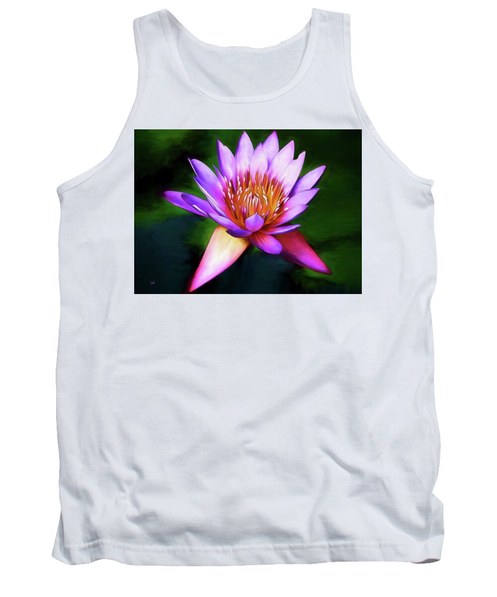 Garden Tank Top featuring the digital art Pink Lily by Terry Cork