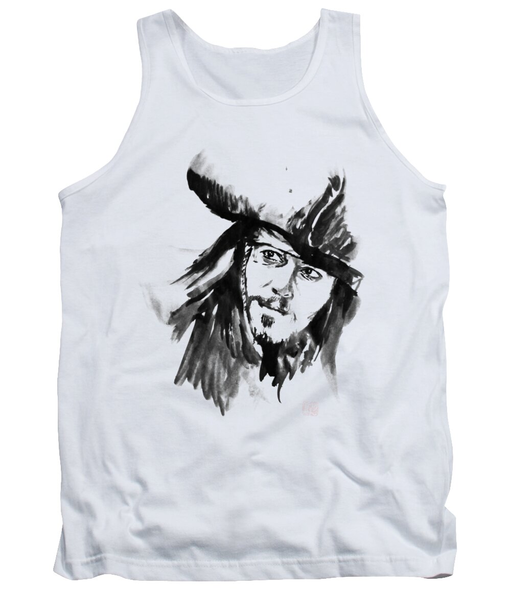 Jack Sparrow Tank Top featuring the painting Jack Sparrow by Pechane Sumie