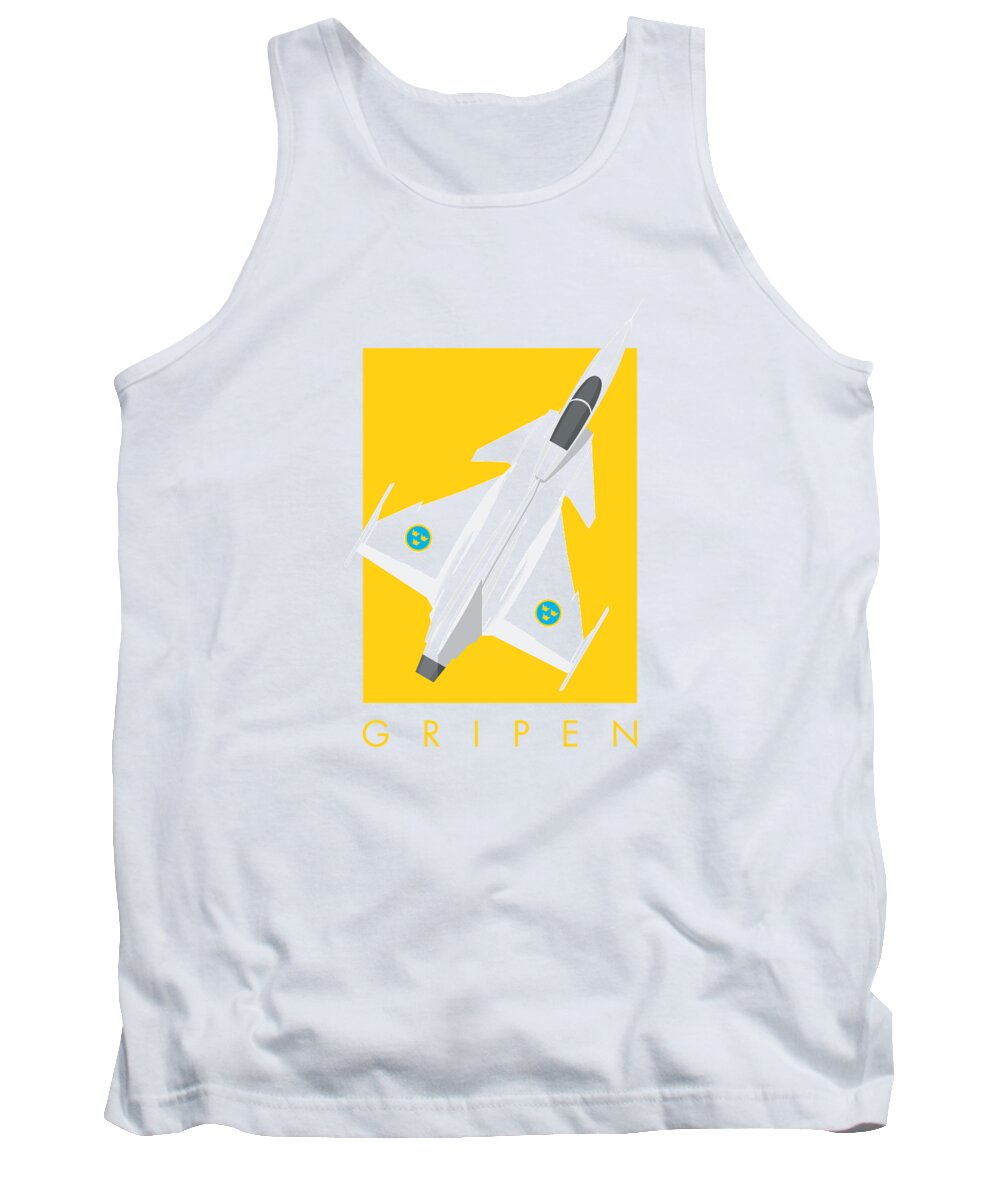 Gripen Tank Top featuring the digital art JAS 39 Gripen Fighter Jet - Yellow by Organic Synthesis