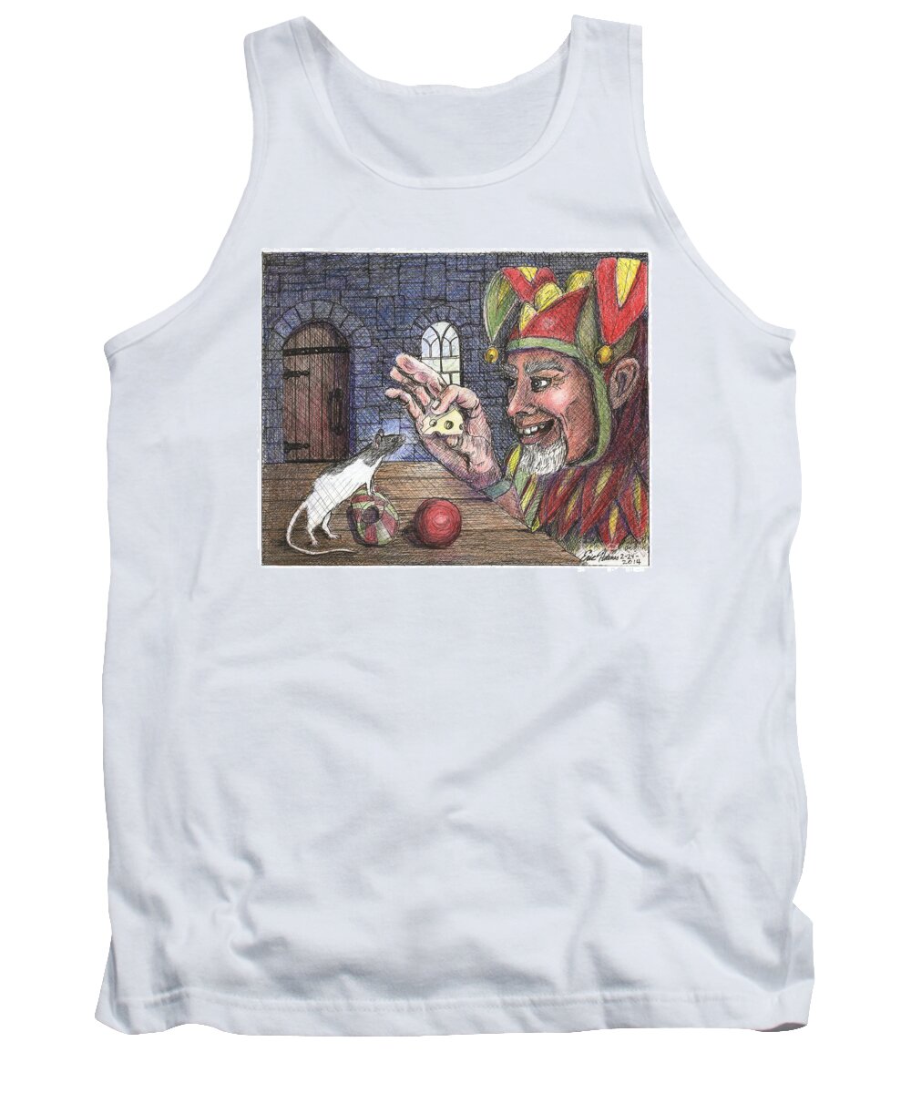 Jester Tank Top featuring the drawing Jester Training Rat by Eric Haines