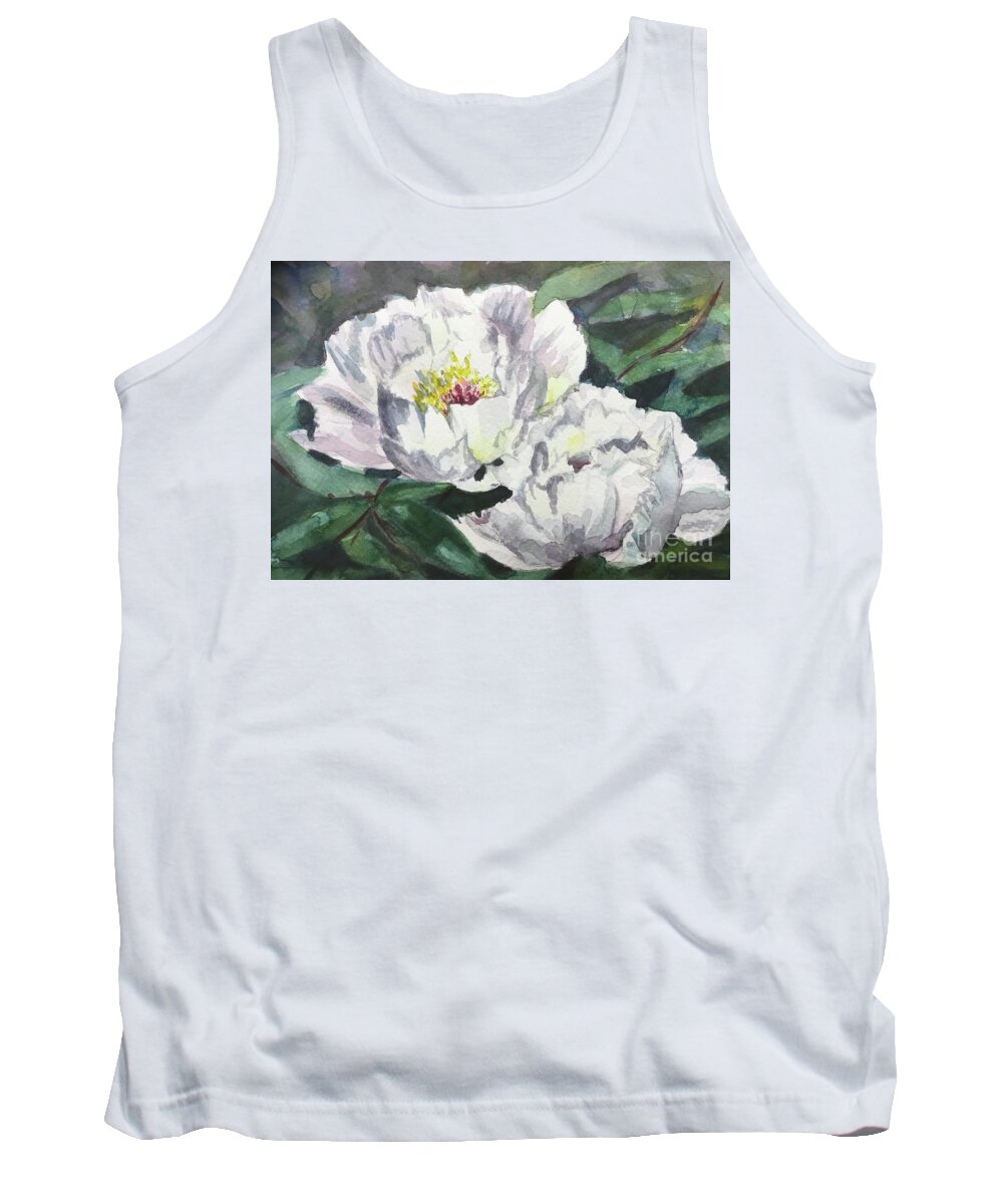 Peony Tank Top featuring the painting Jewel of a Peony by Sonia Mocnik