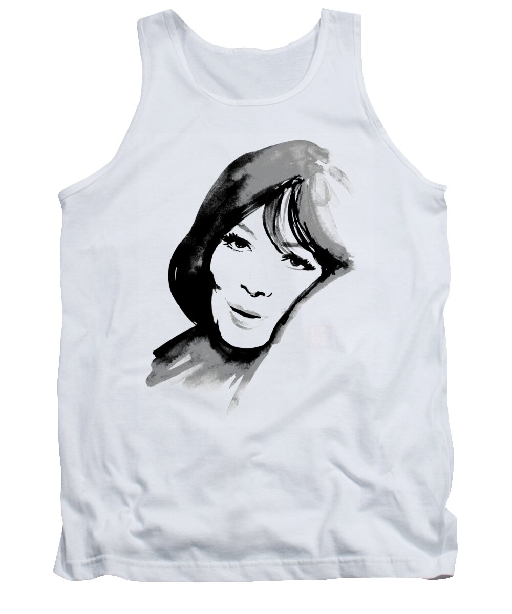 Juliette Greco Tank Top featuring the painting Juliette Greco by Pechane Sumie