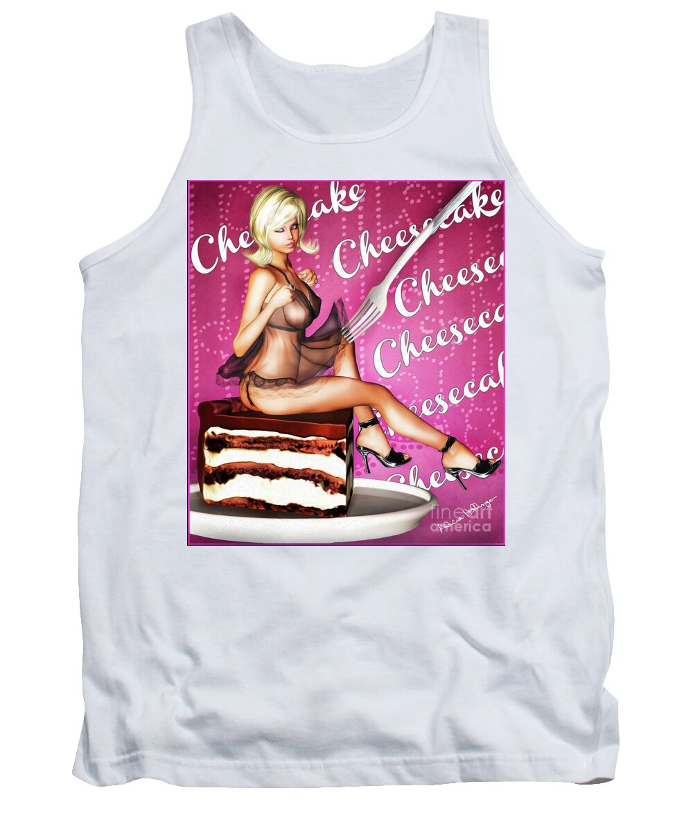 Pin-up Tank Top featuring the mixed media Just Cheesecake by Alicia Hollinger