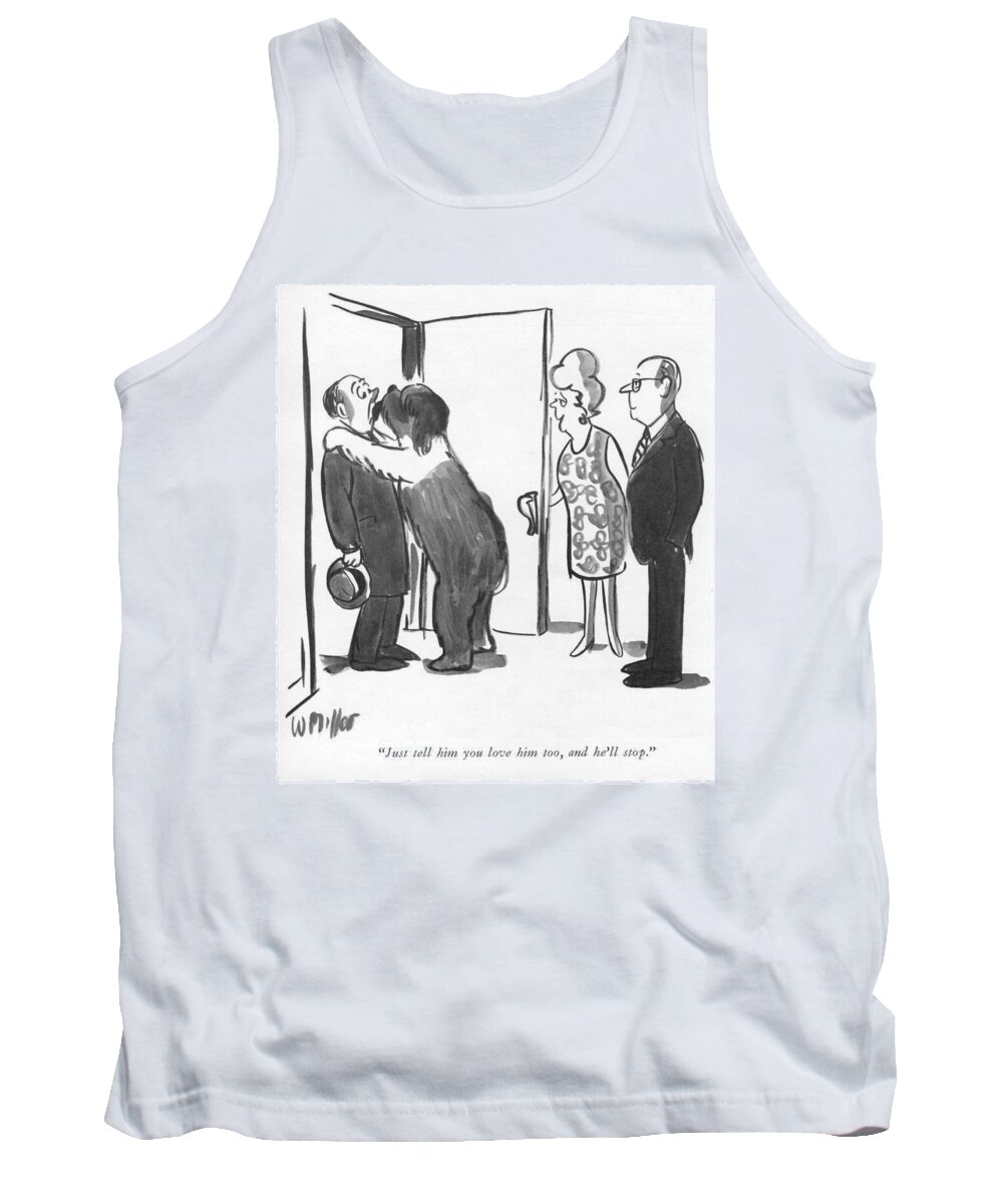 Dog Tank Top featuring the drawing Just Tell Him You Love Him by Warren Miller