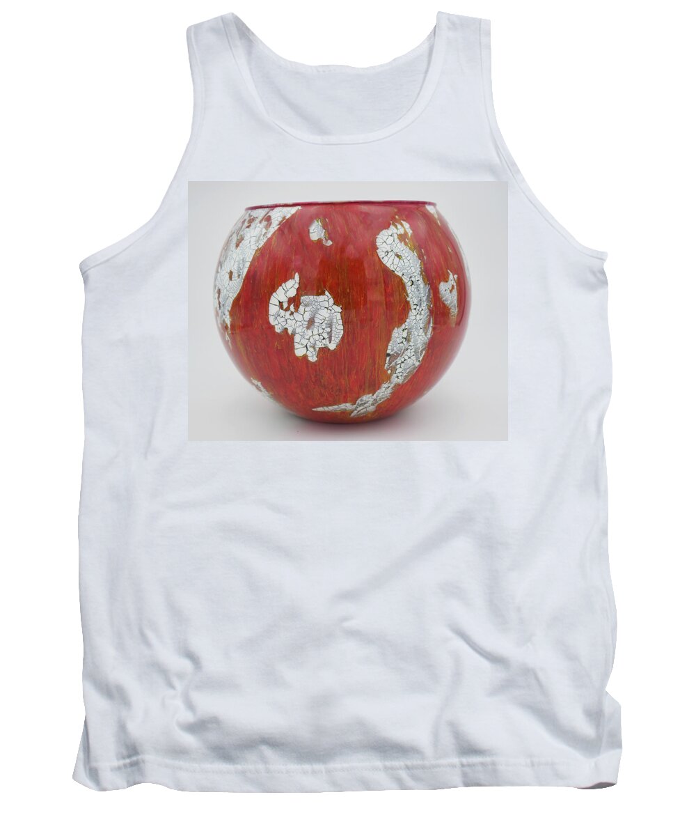 Red Tank Top featuring the glass art Large Red Bowl by Christopher Schranck