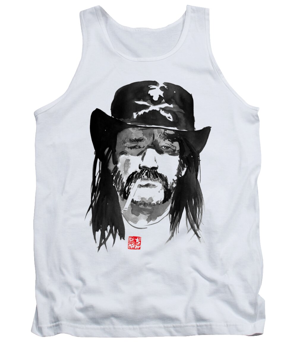 Lemmy Kilmister Tank Top featuring the drawing Lemmy 05 by Pechane Sumie