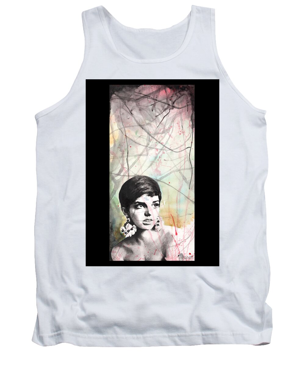 Portrait Tank Top featuring the painting Lil' Liza - In Black by Tiffany DiGiacomo