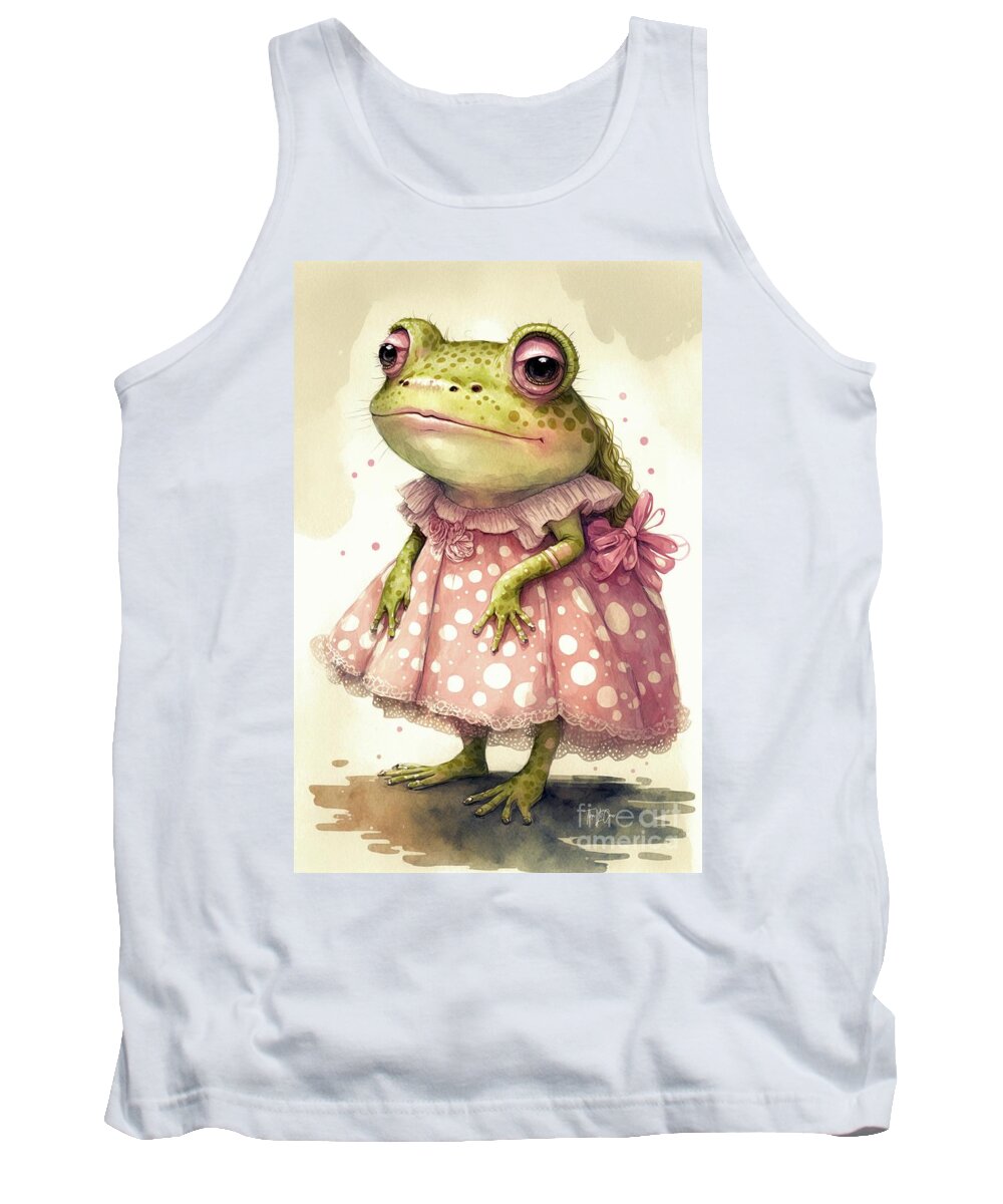 Frogs Tank Top featuring the painting Little Sweet Pea by Tina LeCour