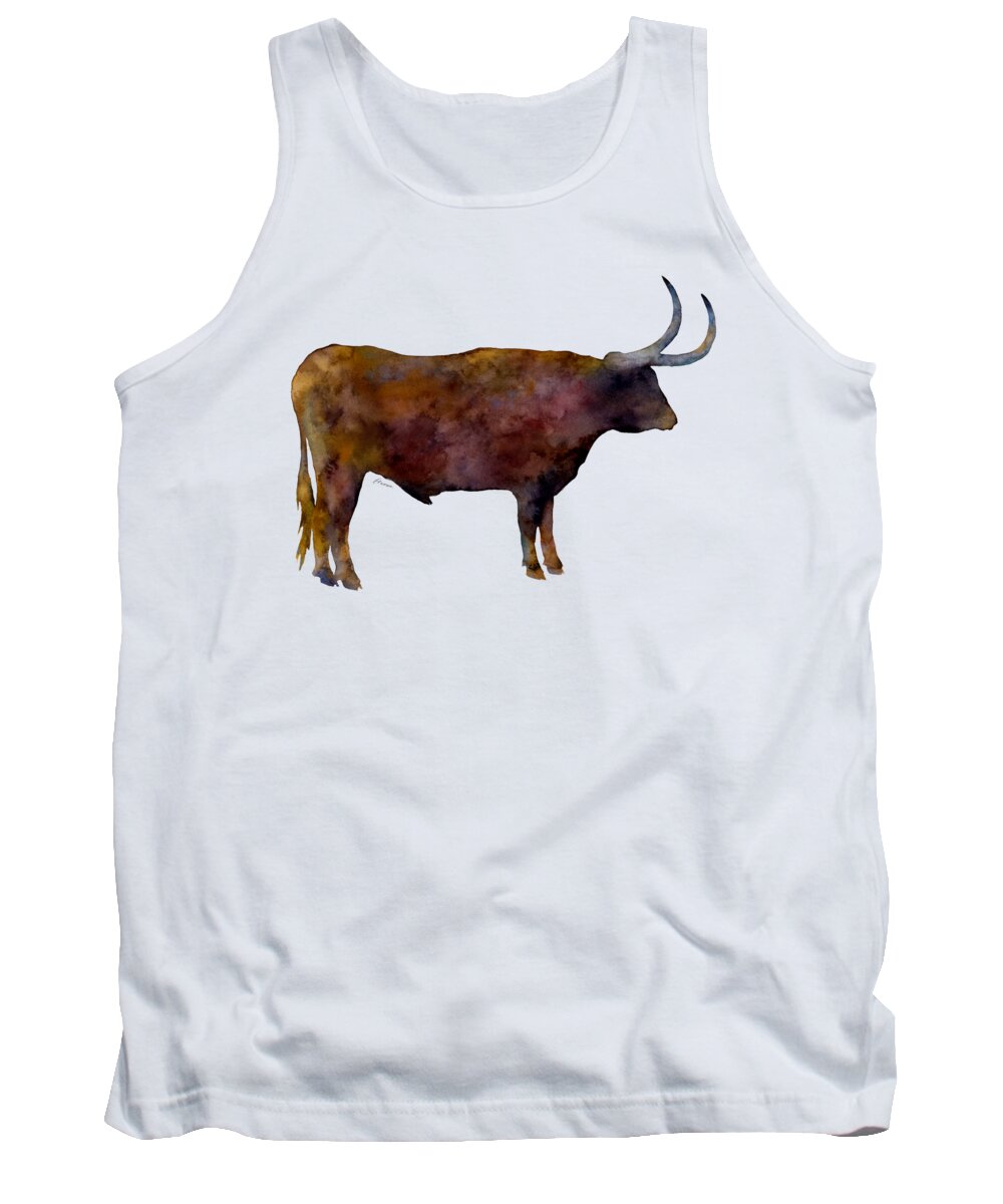 Longhorn Tank Top featuring the painting Longhorn by Hailey E Herrera