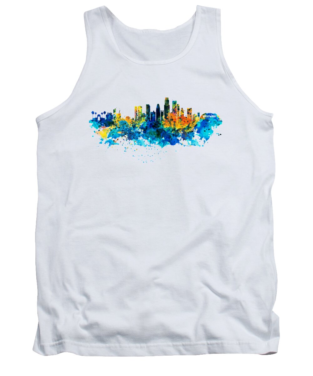 Los Angeles Tank Top featuring the painting Los Angeles Skyline by Marian Voicu