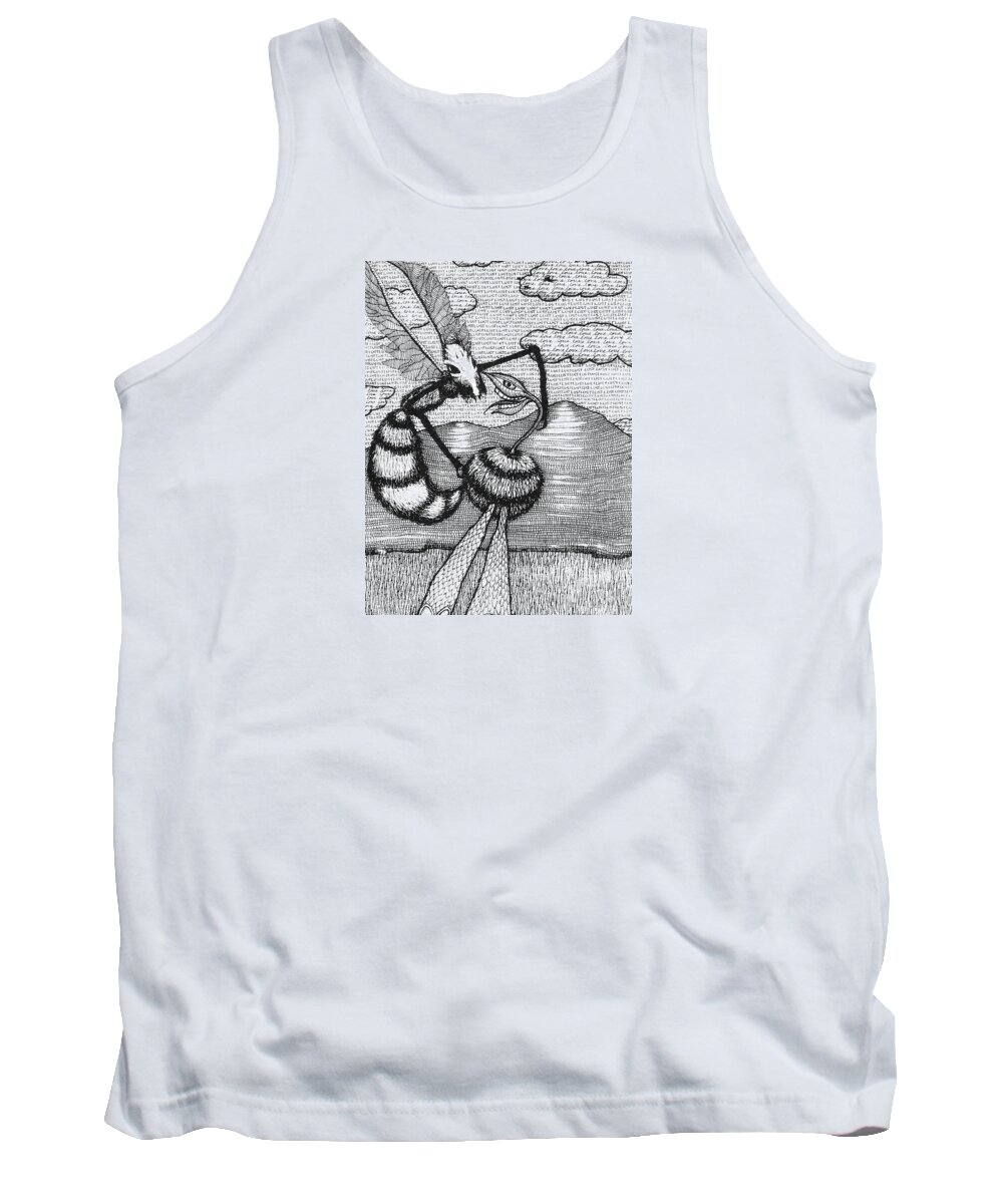 Ink Tank Top featuring the drawing Love/Lust by Matthew Lazure