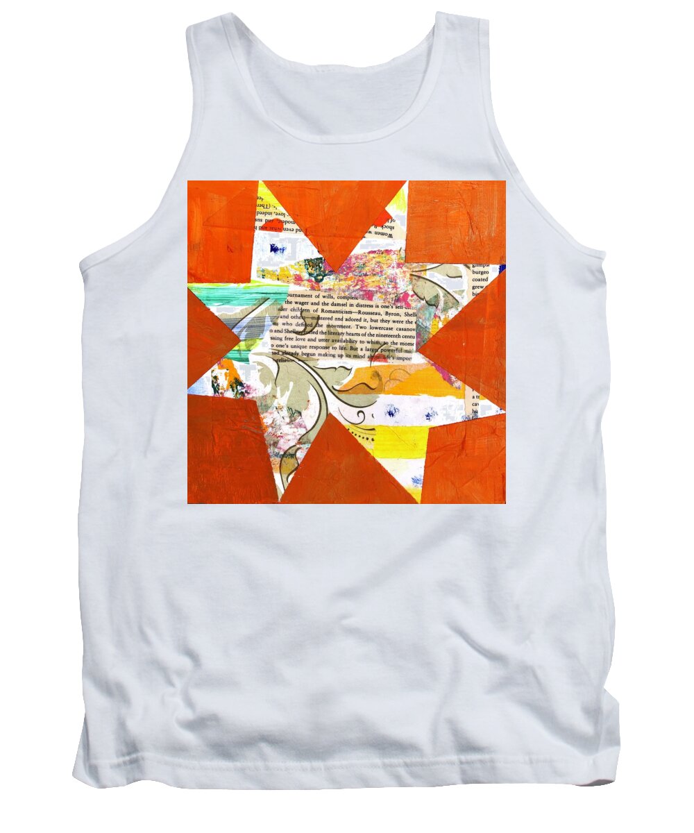 Orange Tank Top featuring the painting Lowercase Damsel In Distress by Cyndie Katz