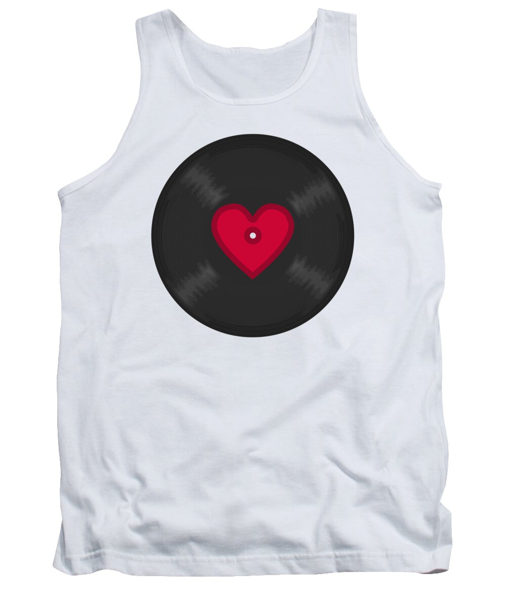 Lp Tank Top featuring the digital art LP Vinyl Record With Heart by Filip Schpindel