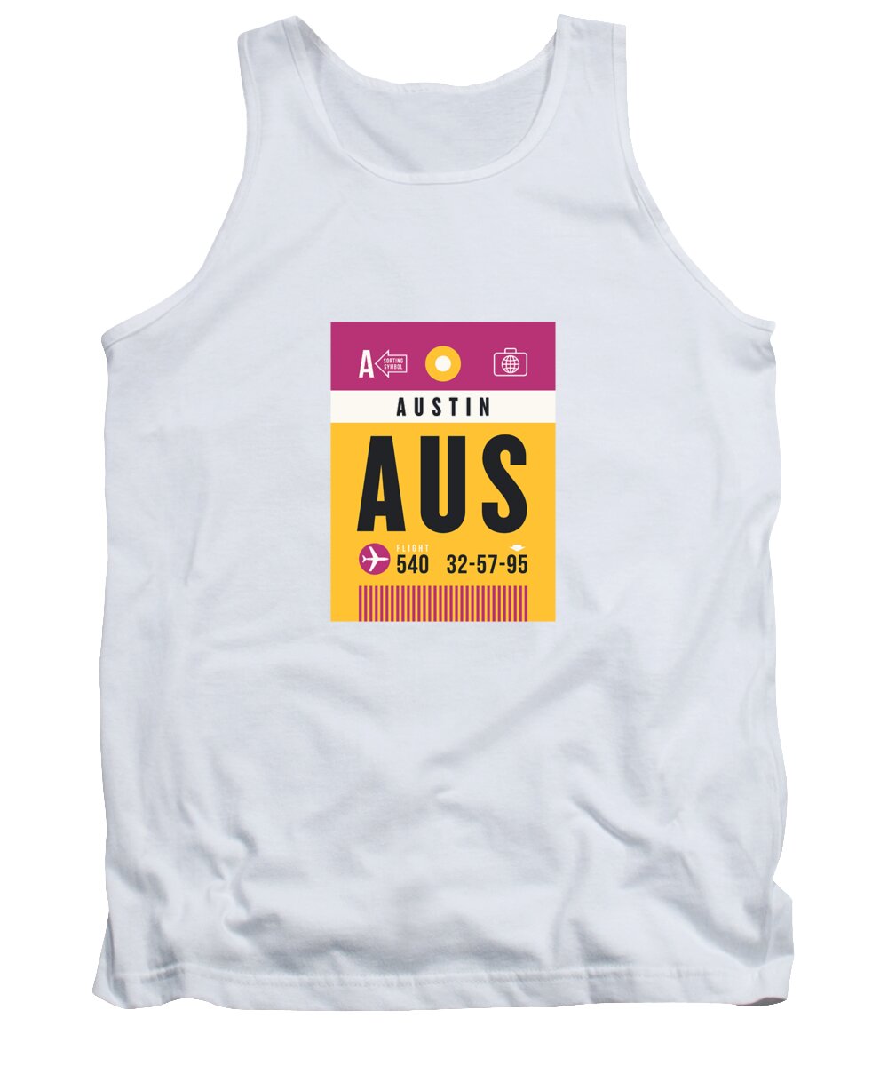 Airline Tank Top featuring the digital art Luggage Tag A - AUS Austin USA by Organic Synthesis