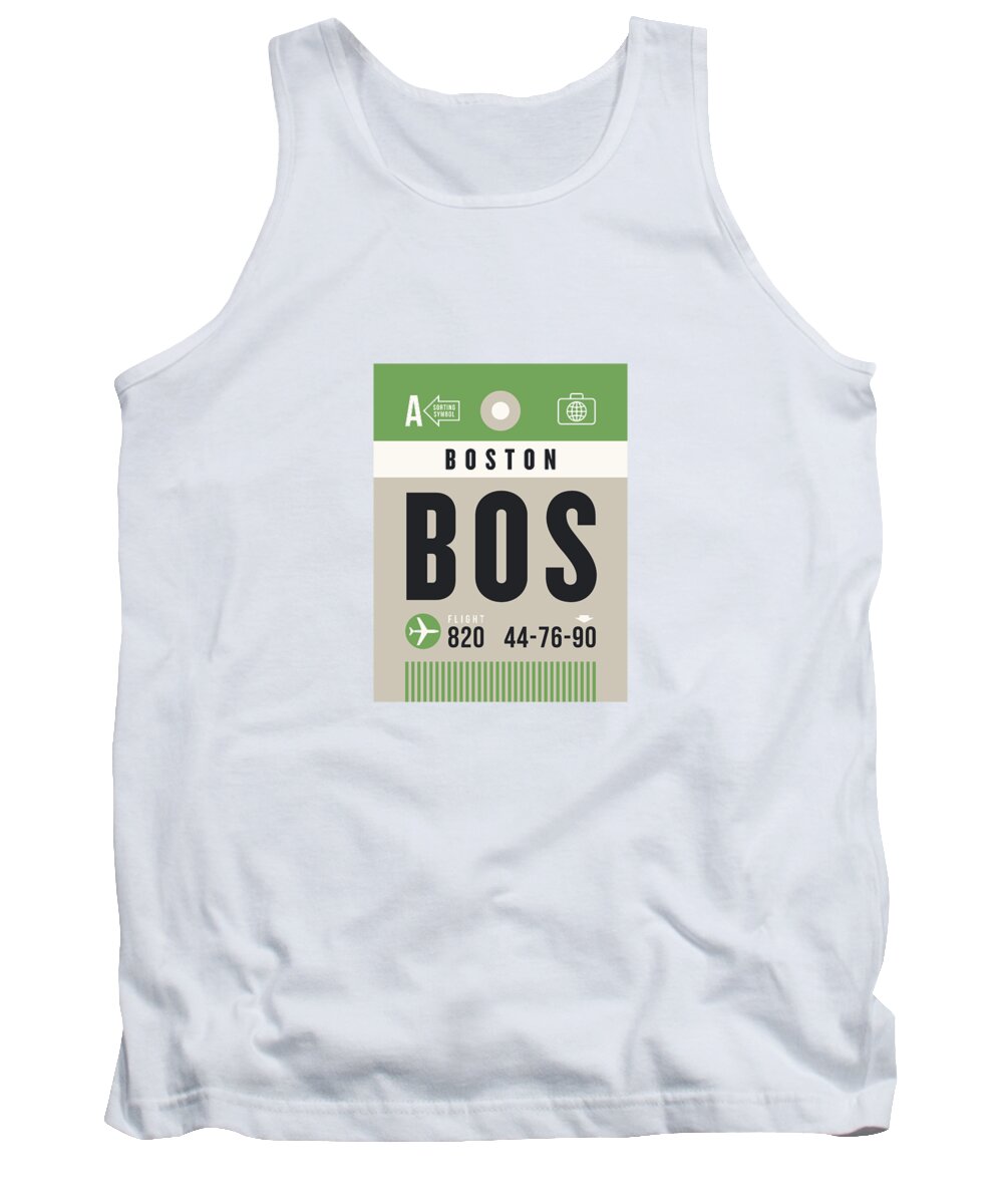 Airline Tank Top featuring the digital art Luggage Tag A - BOS Boston USA by Organic Synthesis