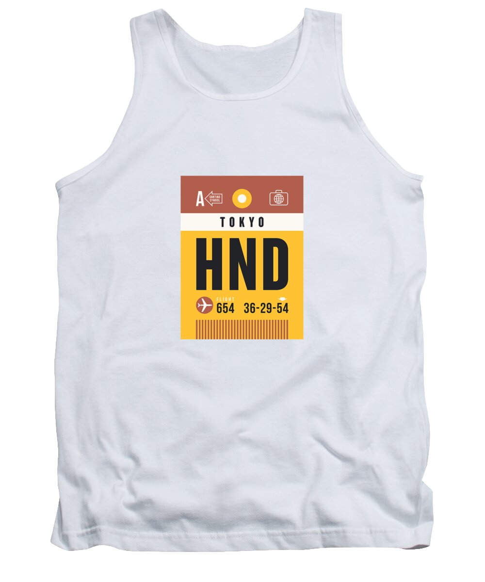 Airline Tank Top featuring the digital art Luggage Tag A - HND Tokyo Japan by Organic Synthesis