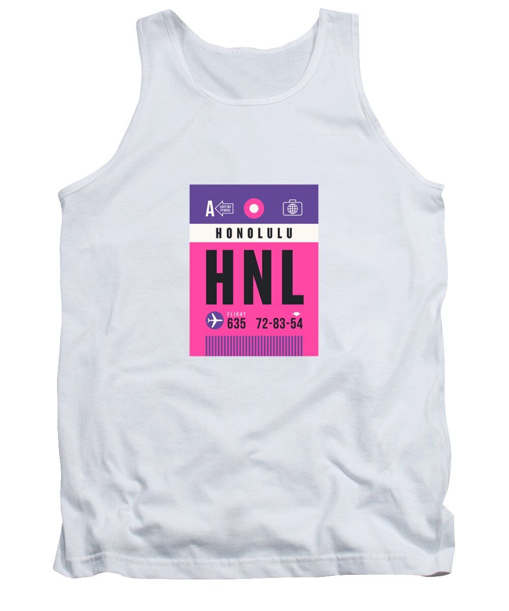 Airline Tank Top featuring the digital art Luggage Tag A - HNL Honolulu Hawaii USA by Organic Synthesis