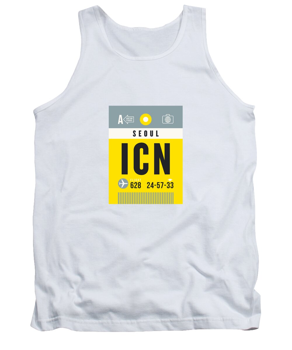 Airline Tank Top featuring the digital art Luggage Tag A - ICN Seoul South Korea by Organic Synthesis