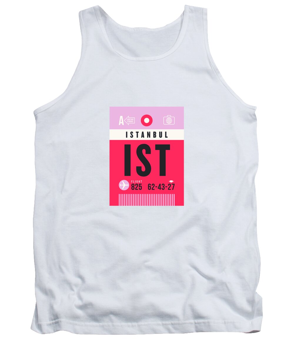 Airline Tank Top featuring the digital art Luggage Tag A - IST Istanbul Turkey by Organic Synthesis