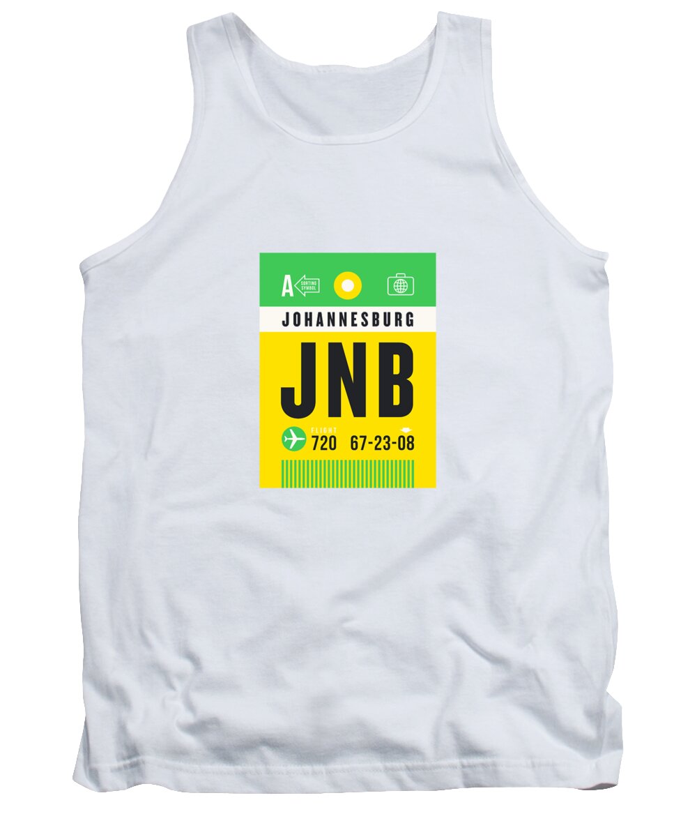 Airline Tank Top featuring the digital art Luggage Tag A - JNB Johannesburg South Africa by Organic Synthesis