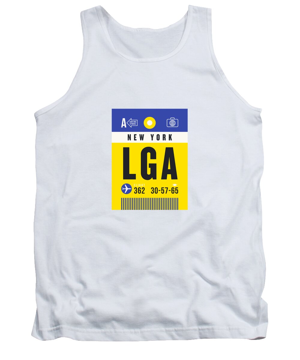 Airline Tank Top featuring the digital art Luggage Tag A - LGA New York USA by Organic Synthesis