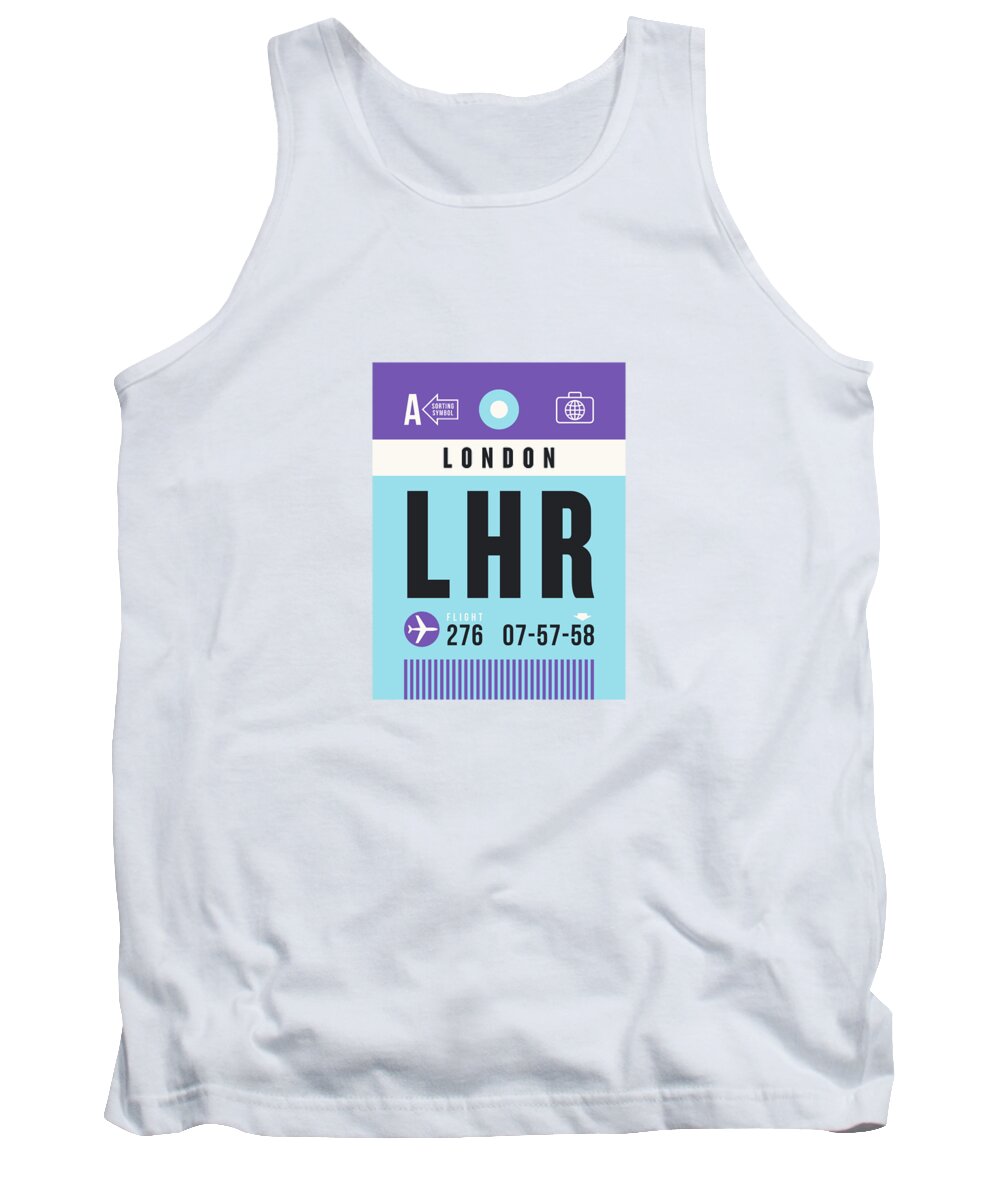 Airline Tank Top featuring the digital art Luggage Tag A - LHR London England UK by Organic Synthesis