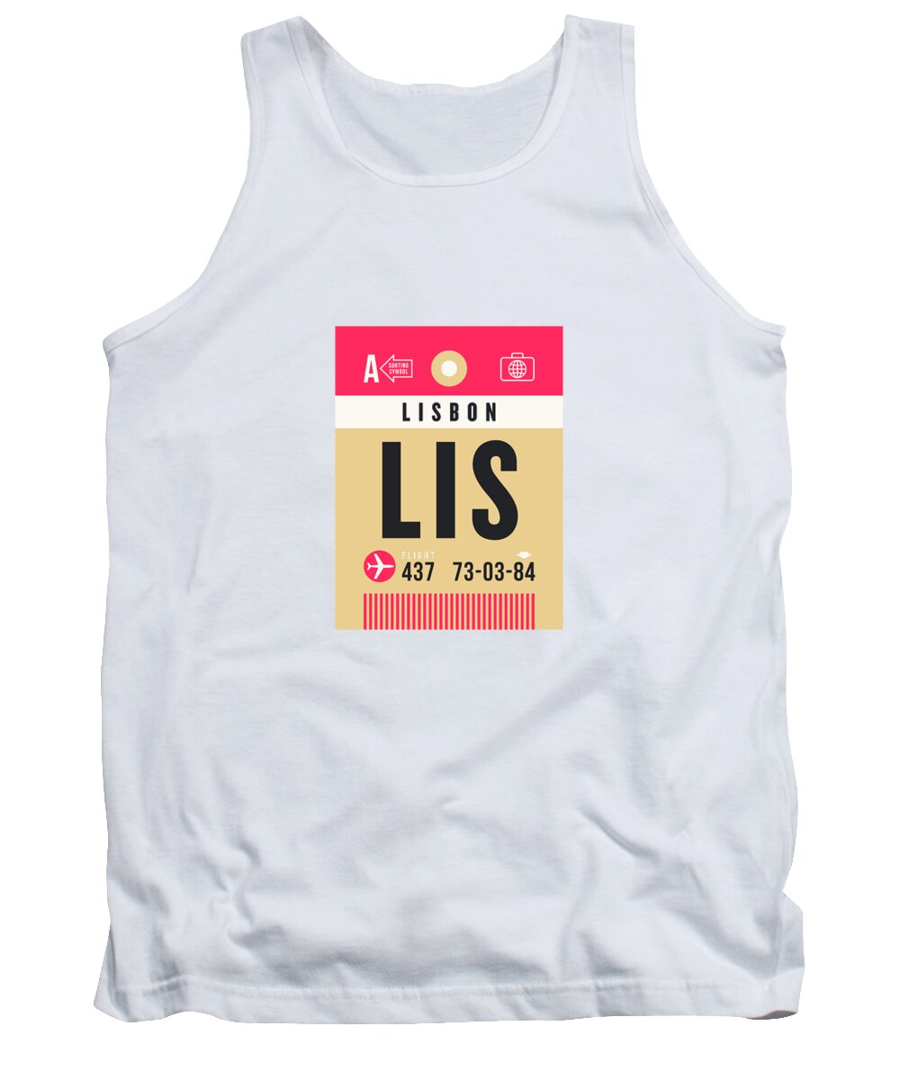 Airline Tank Top featuring the digital art Luggage Tag A - LIS Lisbon Portugal by Organic Synthesis