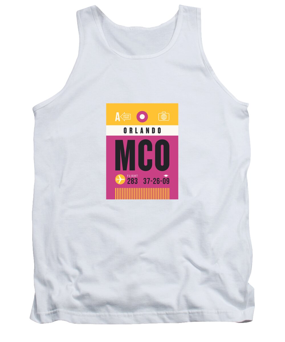 Airline Tank Top featuring the digital art Luggage Tag A - MCO Orlando USA by Organic Synthesis