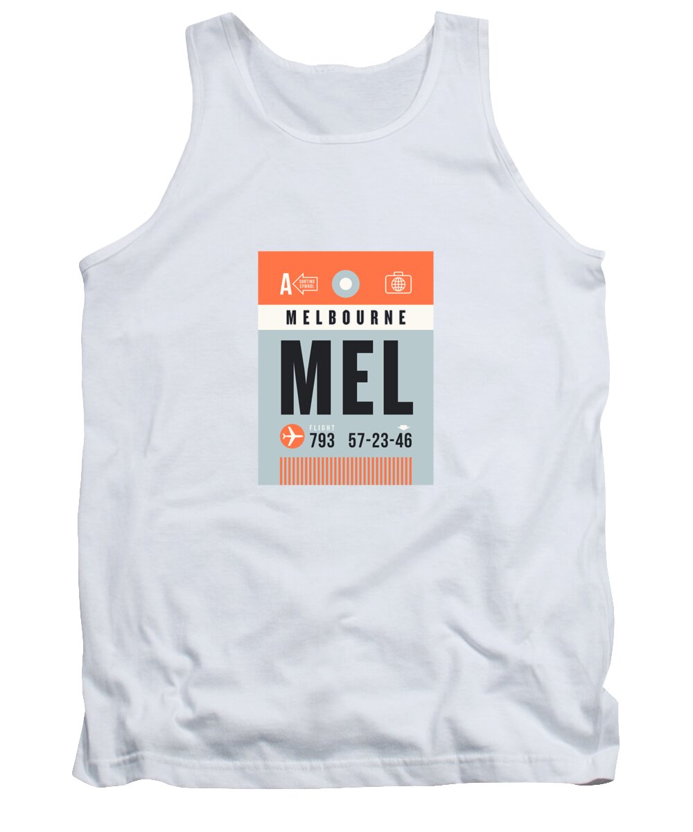 Airline Tank Top featuring the digital art Luggage Tag A - MEL Melbourne Australia by Organic Synthesis