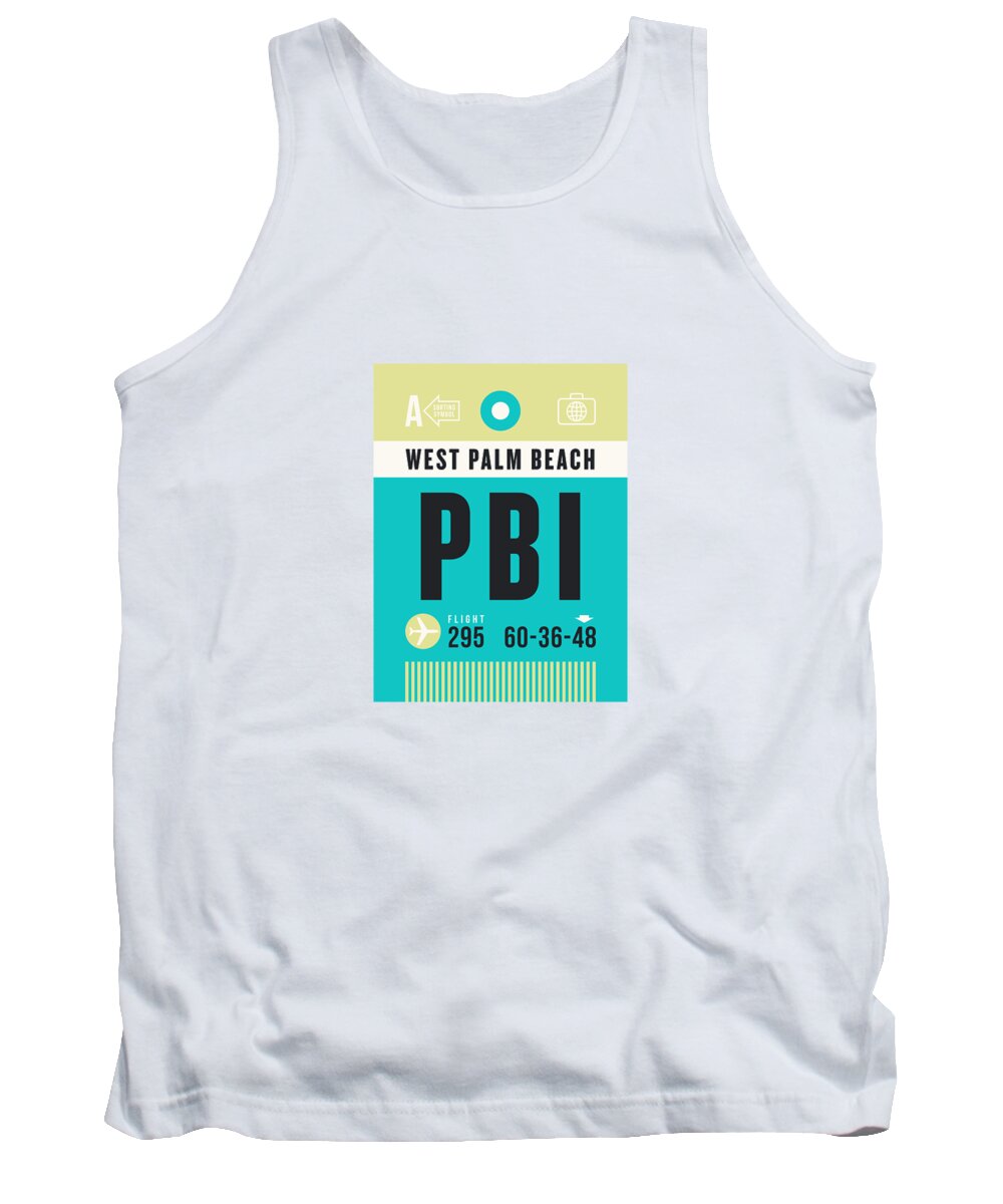 Airline Tank Top featuring the digital art Luggage Tag A - PBI West Palm Beach Florida USA by Organic Synthesis