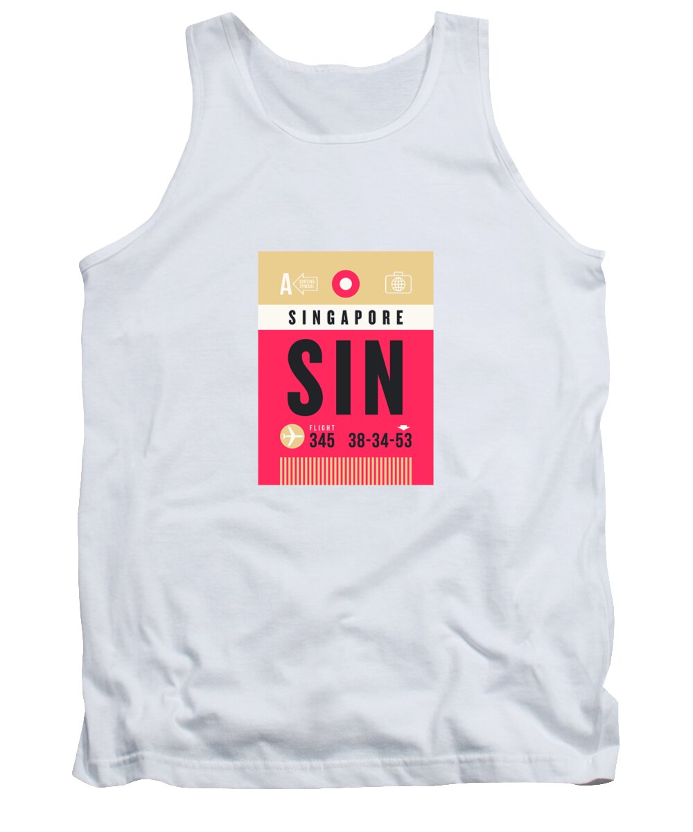 Airline Tank Top featuring the digital art Luggage Tag A - SIN Singapore by Organic Synthesis