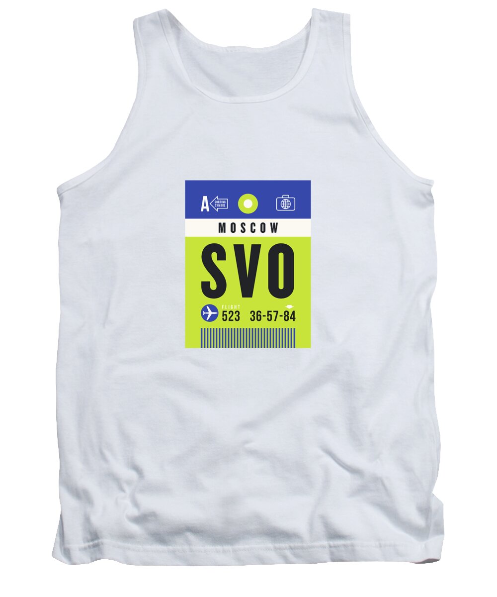 Airline Tank Top featuring the digital art Luggage Tag A - SVO Moscow Russia by Organic Synthesis