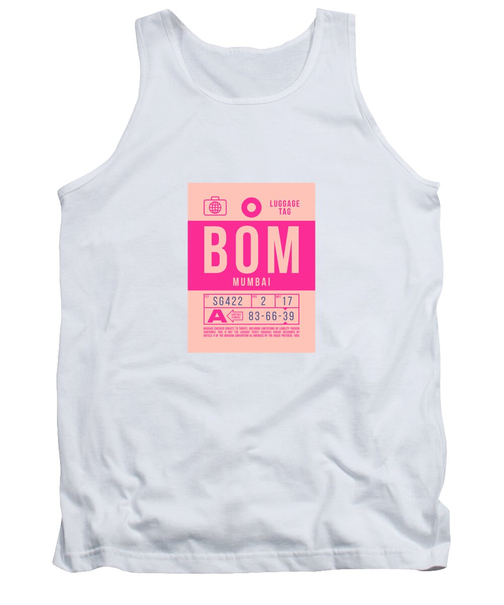 Airline Tank Top featuring the digital art Luggage Tag B - BOM Mumbai India by Organic Synthesis