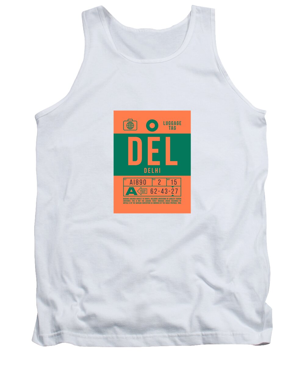 Airline Tank Top featuring the digital art Luggage Tag B - DEL Delhi India by Organic Synthesis