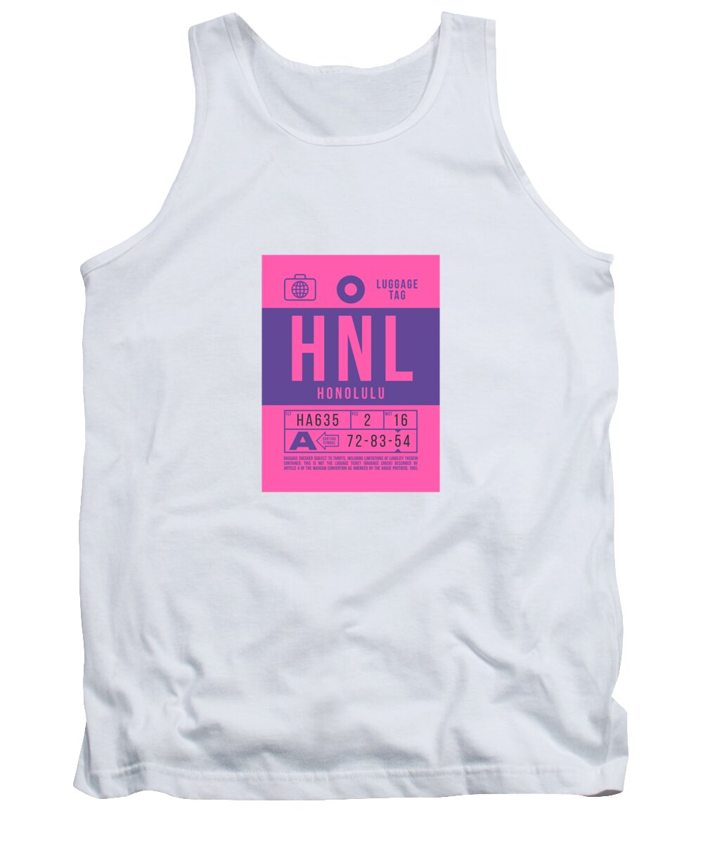 Airline Tank Top featuring the digital art Luggage Tag B - HNL Honolulu Hawaii USA by Organic Synthesis