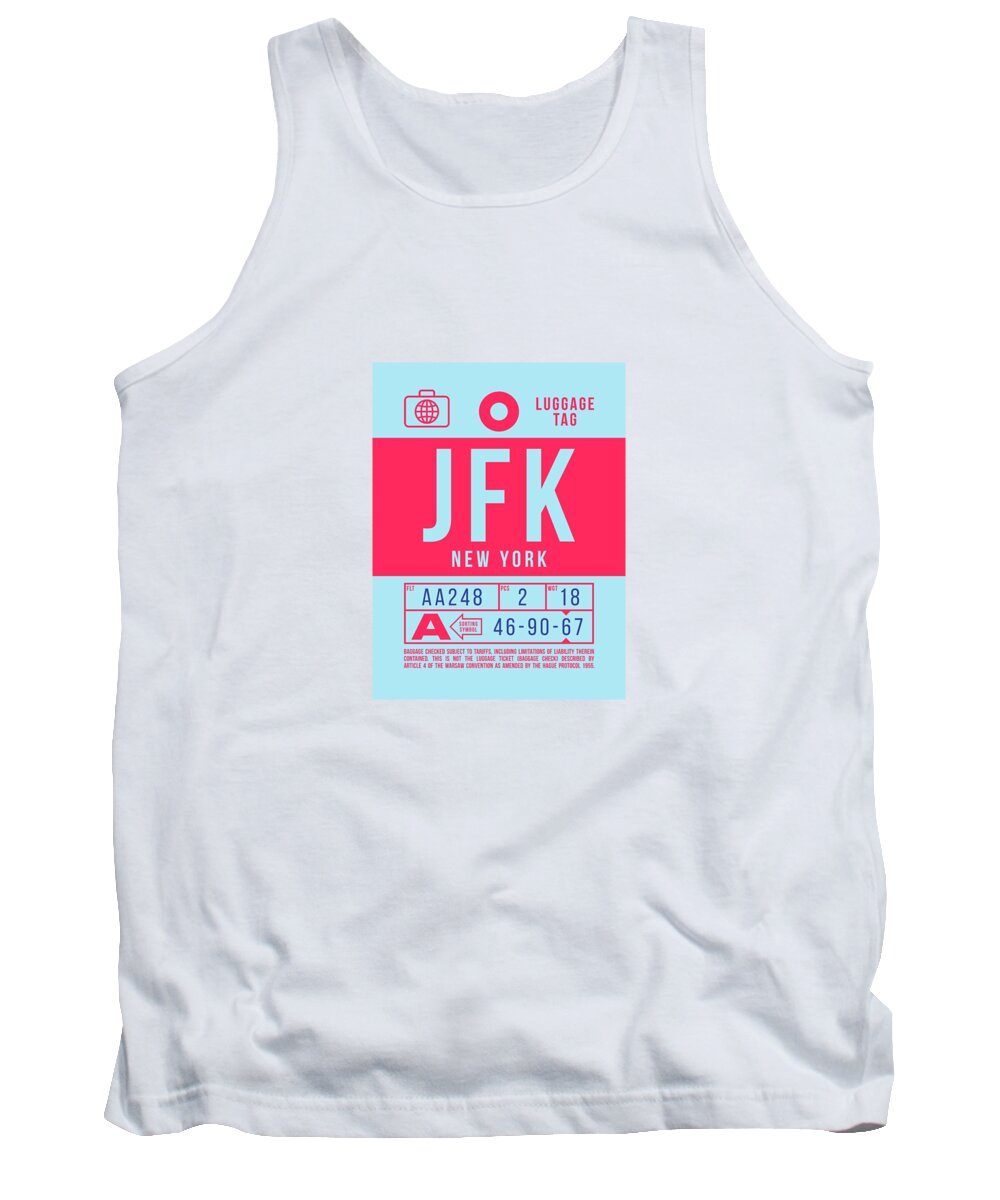 Airline Tank Top featuring the digital art Luggage Tag B - JFK New York USA by Organic Synthesis