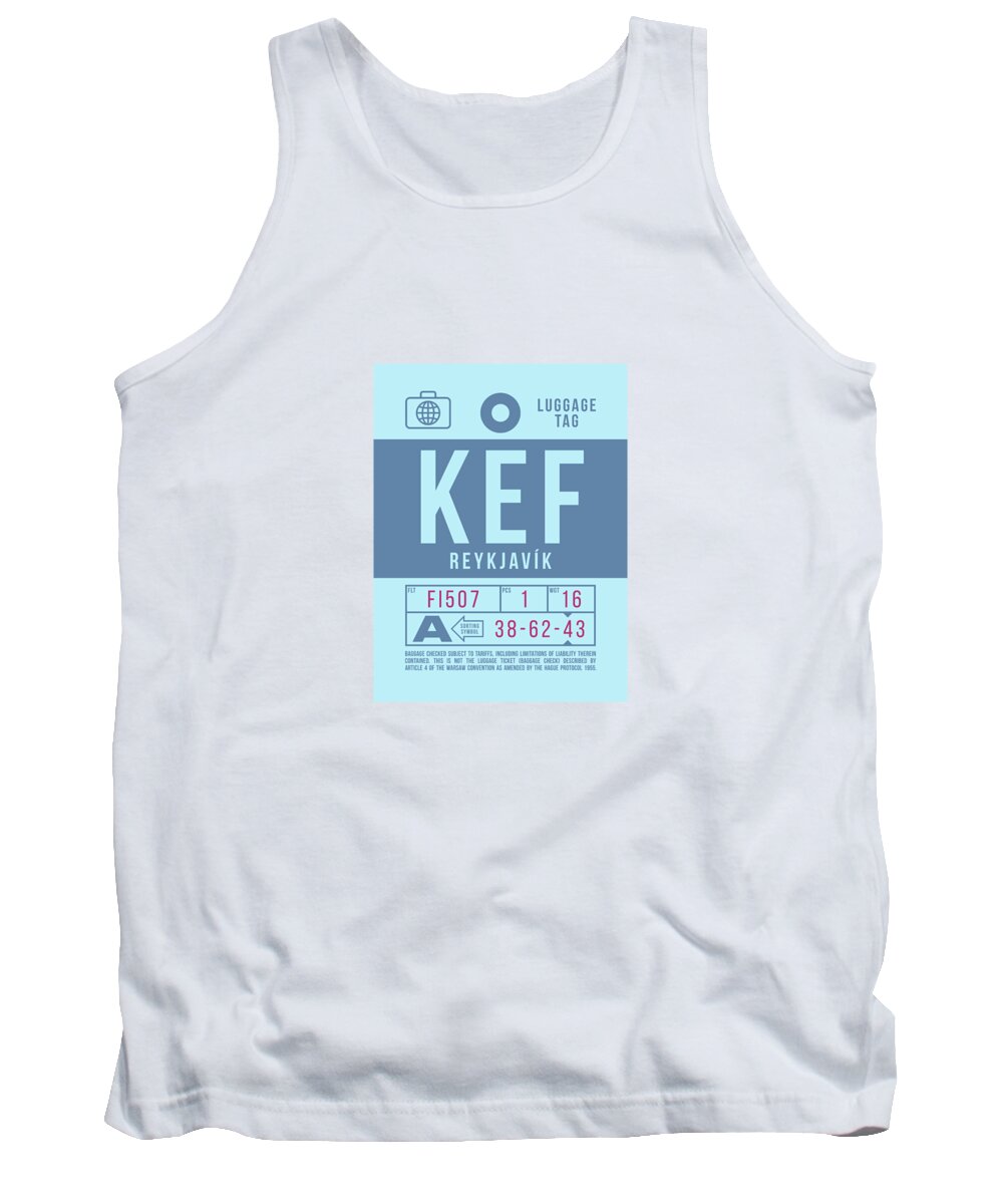 Airline Tank Top featuring the digital art Luggage Tag B - KEF Reykjavik Iceland by Organic Synthesis