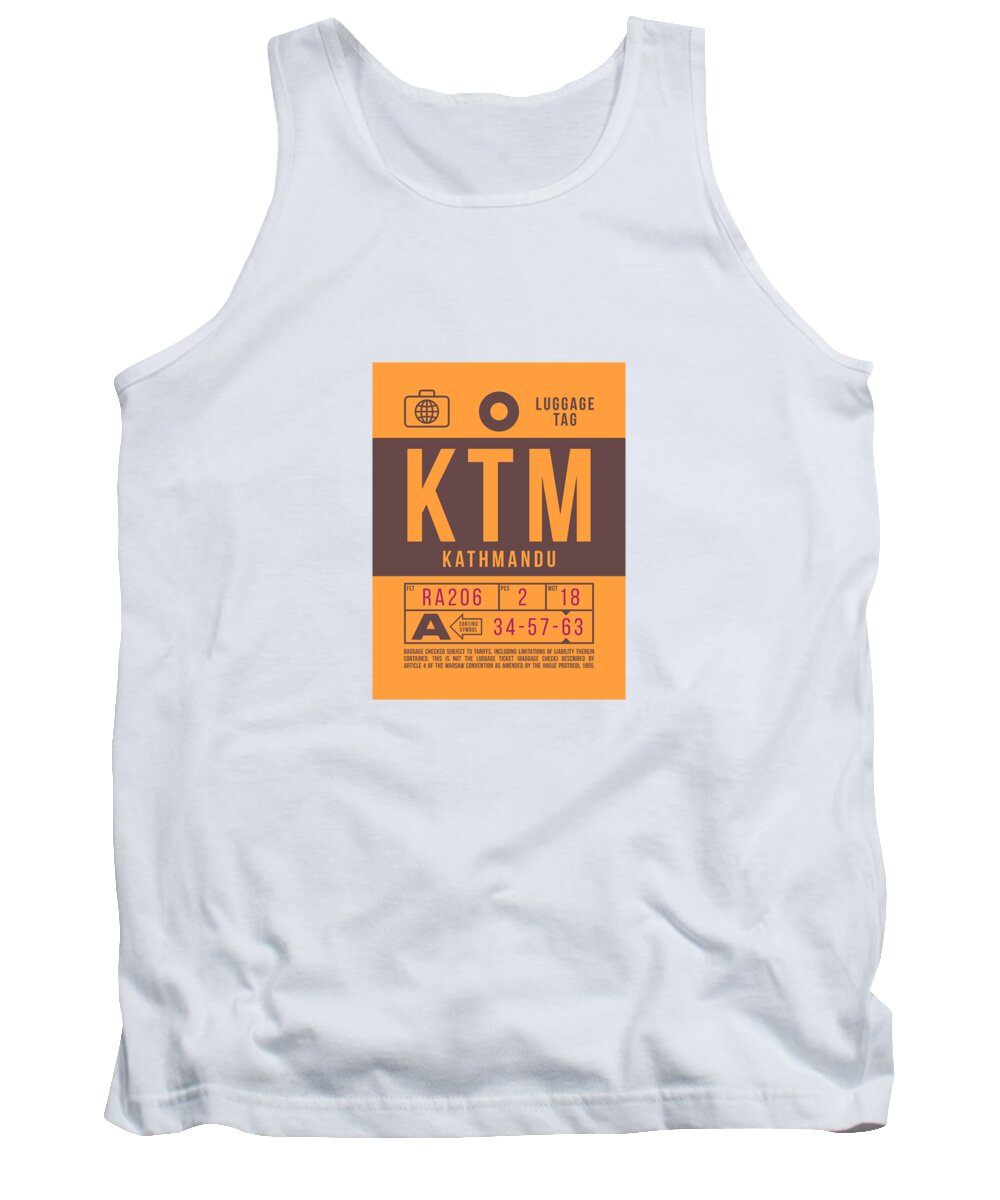 Airline Tank Top featuring the digital art Luggage Tag B - KTM Kathmandu Nepal by Organic Synthesis