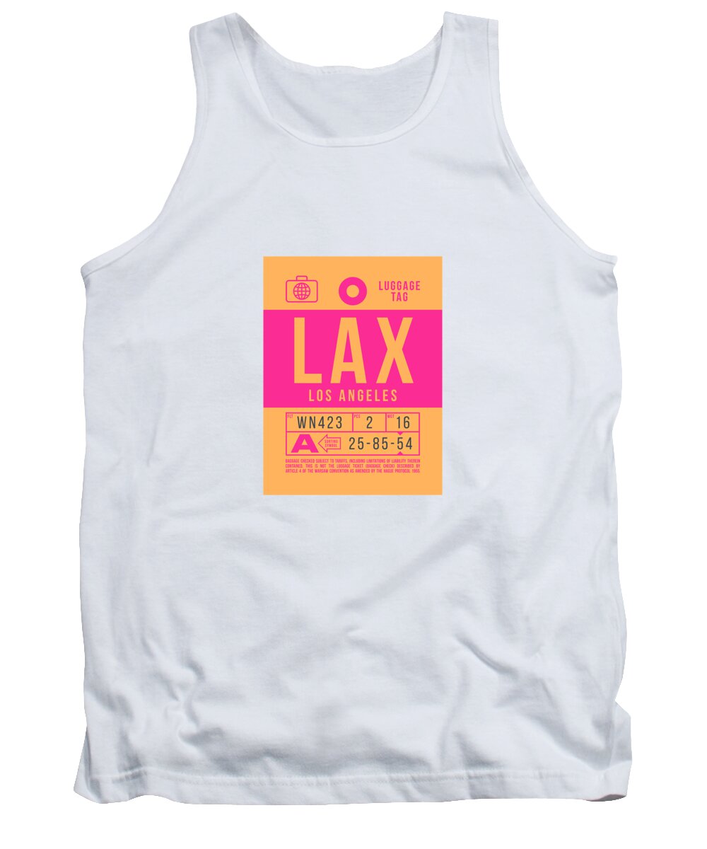 Airline Tank Top featuring the digital art Luggage Tag B - LAX Los Angeles USA by Organic Synthesis