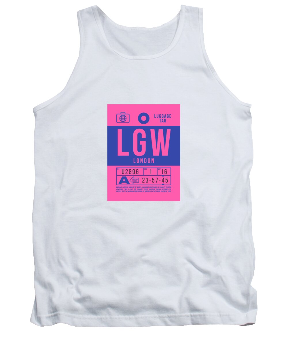 Airline Tank Top featuring the digital art Luggage Tag B - LGW London England UK by Organic Synthesis