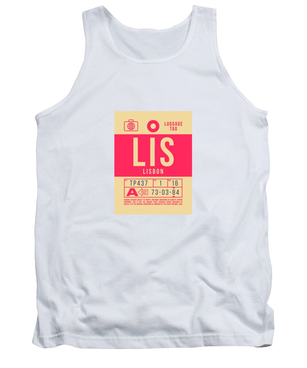 Airline Tank Top featuring the digital art Luggage Tag B - LIS Lisbon Portugal by Organic Synthesis