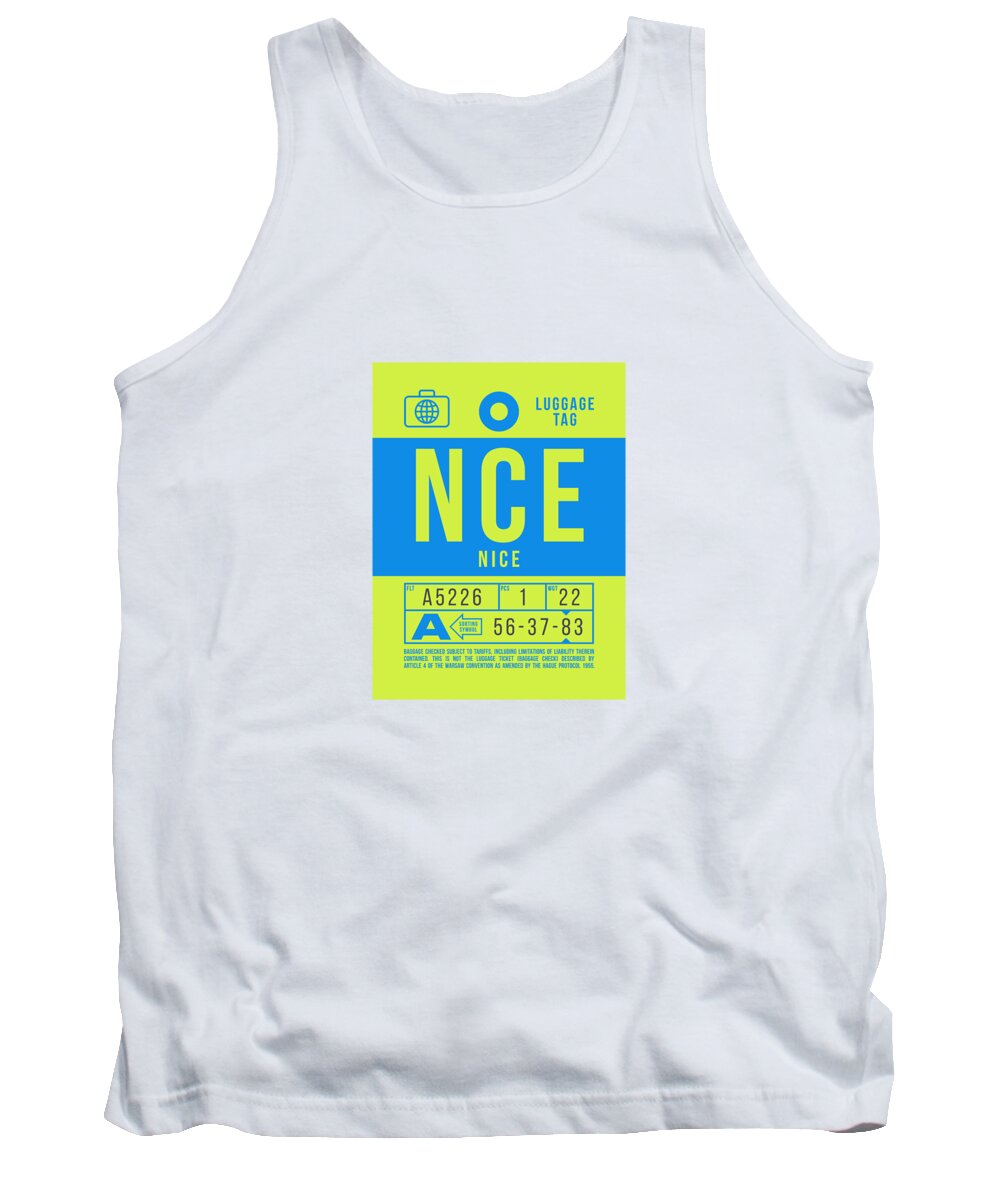 Airline Tank Top featuring the digital art Luggage Tag B - NCE Nice France by Organic Synthesis