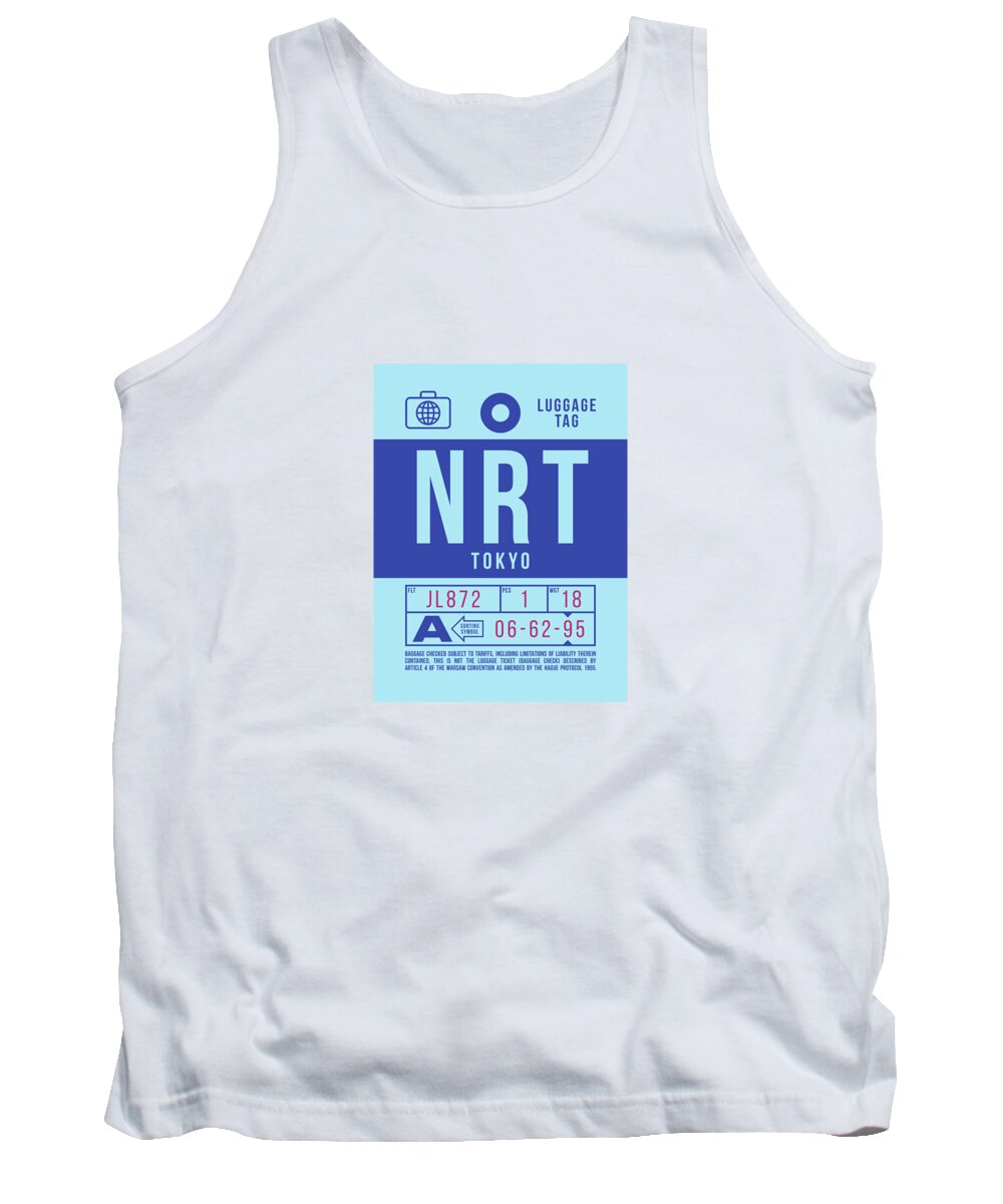 Airline Tank Top featuring the digital art Luggage Tag B - NRT Tokyo Japan by Organic Synthesis