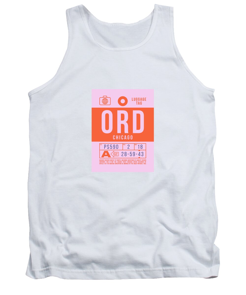 Airline Tank Top featuring the digital art Luggage Tag B - ORD Chicago USA by Organic Synthesis