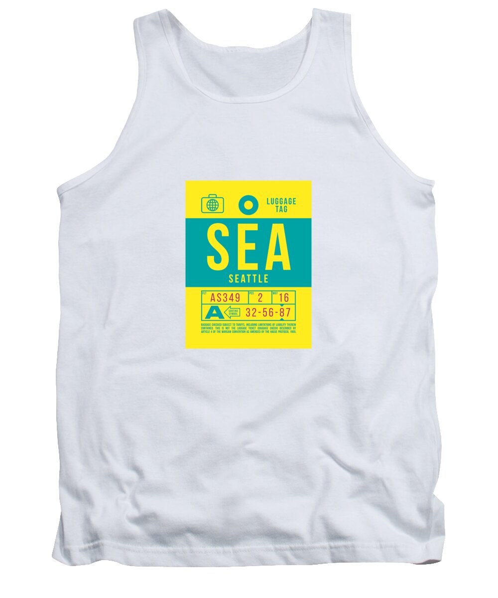 Airline Tank Top featuring the digital art Luggage Tag B - SEA Seattle USA by Organic Synthesis