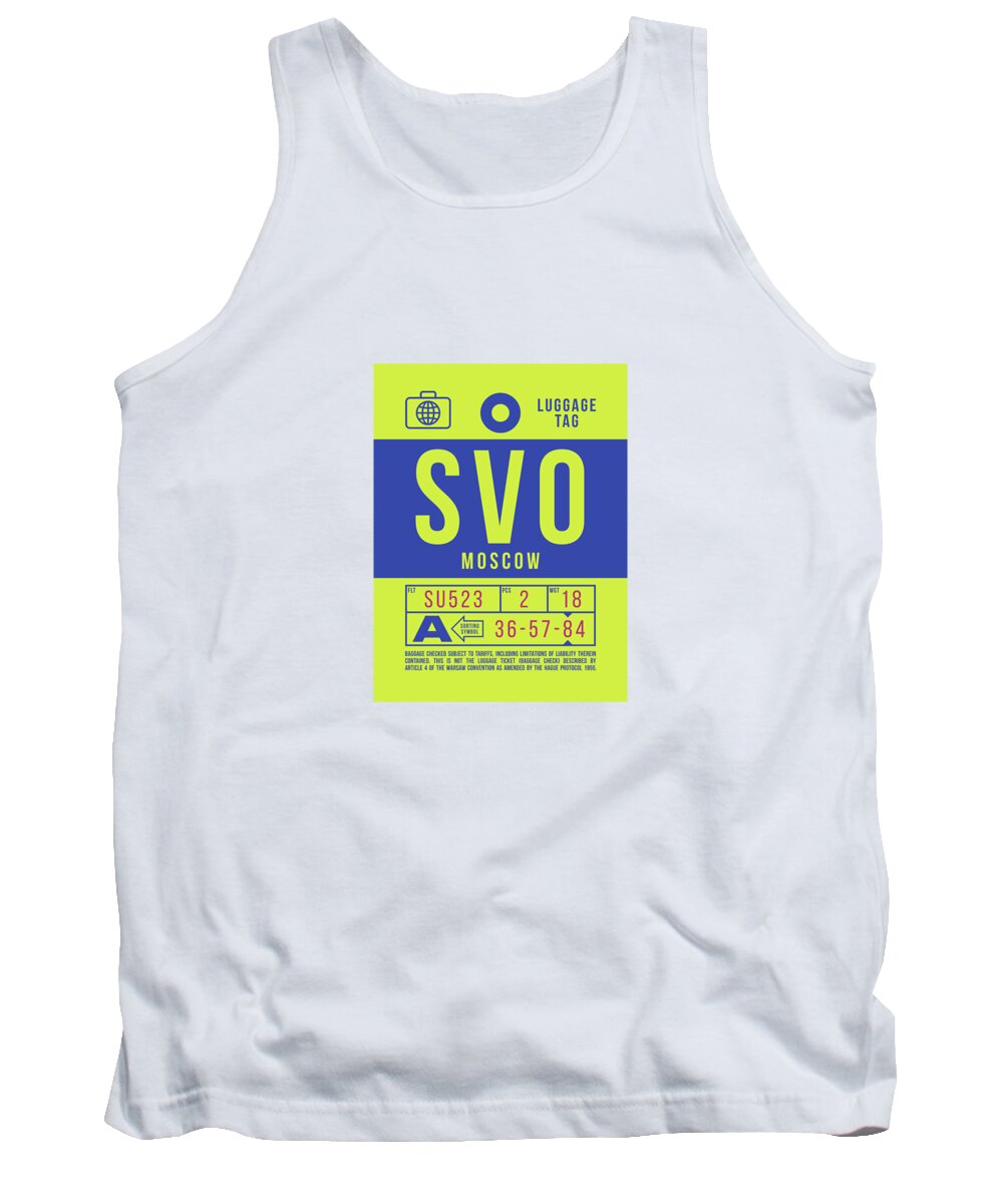 Airline Tank Top featuring the digital art Luggage Tag B - SVO Moscow Russia by Organic Synthesis