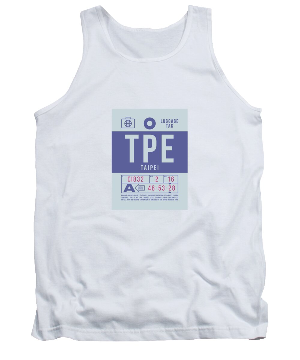 Airline Tank Top featuring the digital art Luggage Tag B - TPE Taipei Taiwan by Organic Synthesis