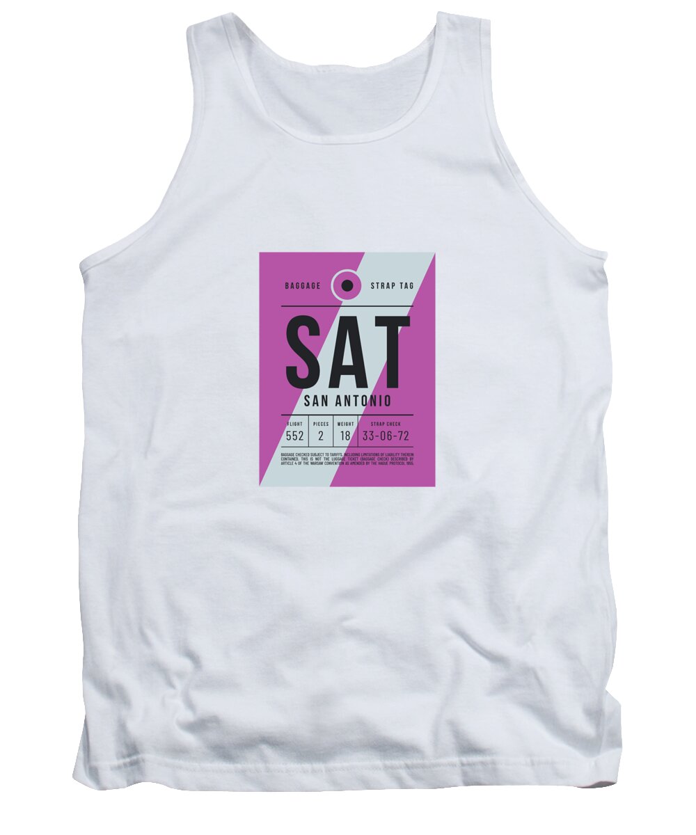 Airline Tank Top featuring the digital art Luggage Tag E - SAT San Antonio USA by Organic Synthesis